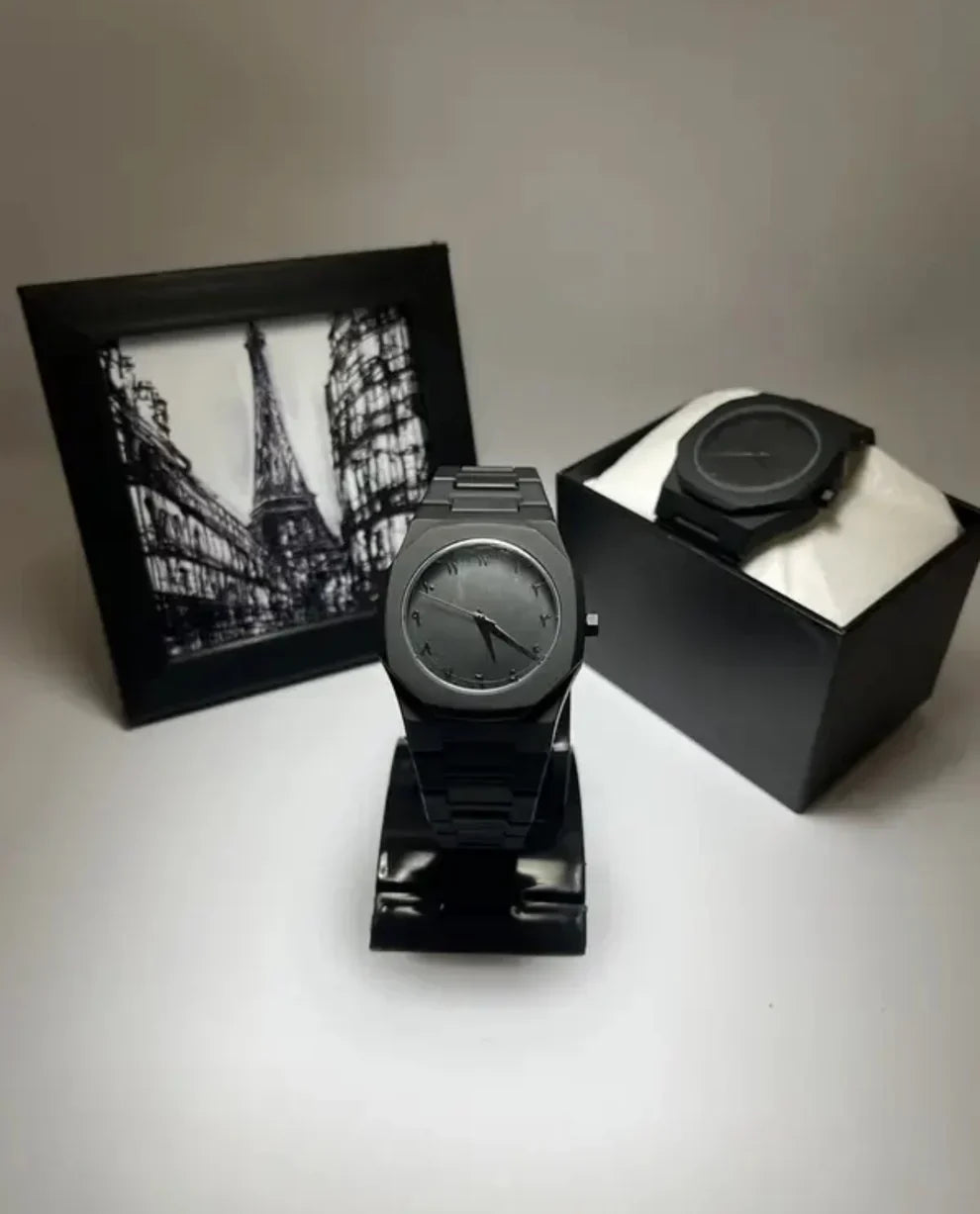 Black Aura Quartz Watch – Stylish Analog Watch For Men & Boys - Classy Pk