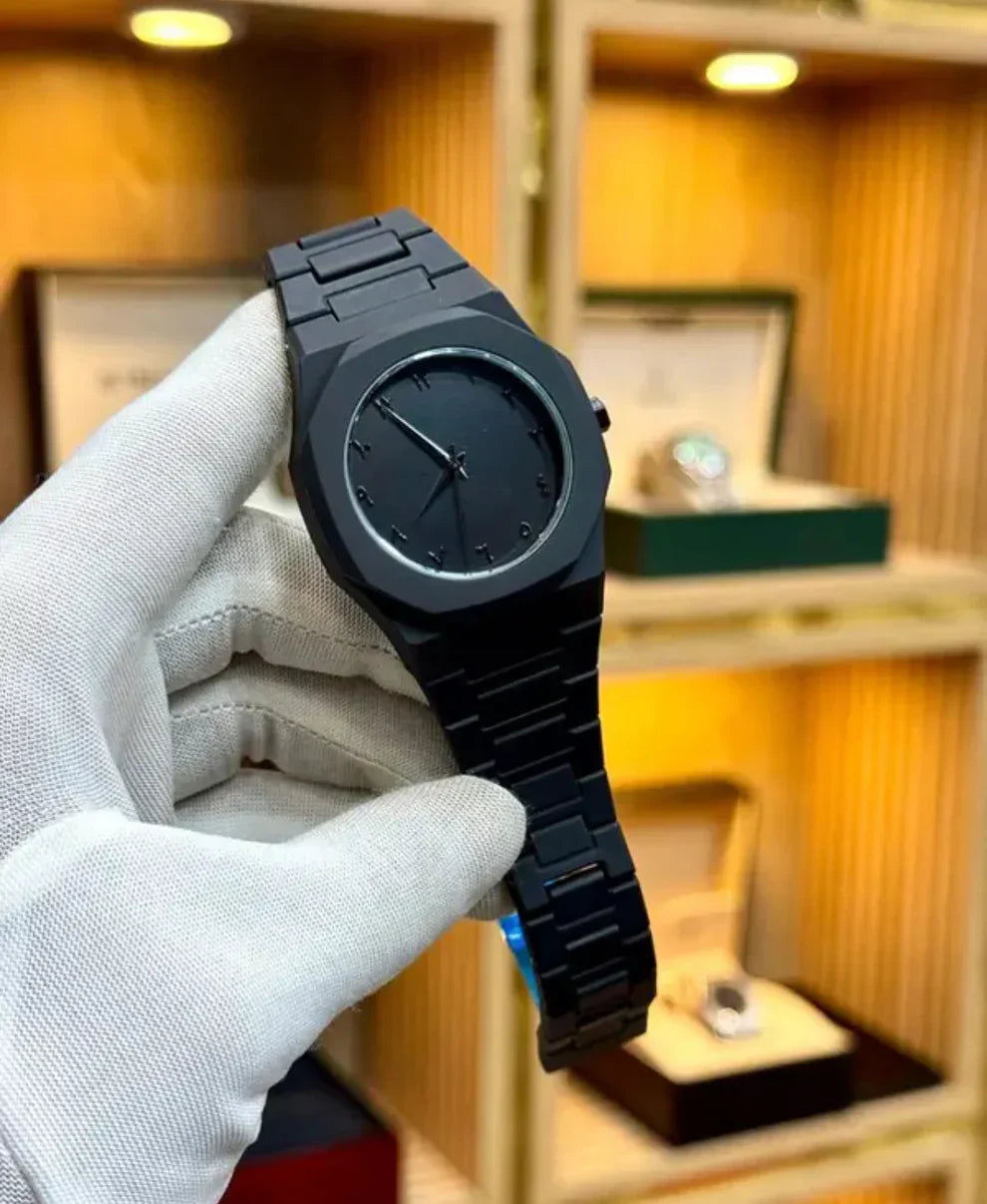 Black Aura Quartz Watch – Stylish Analog Watch For Men & Boys - Classy Pk