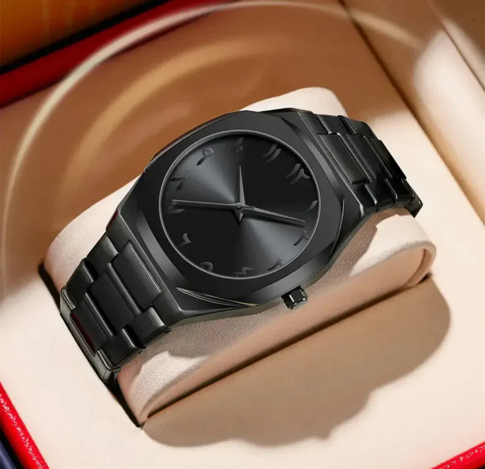 Black Aura Quartz Watch – Stylish Analog Watch For Men & Boys - Classy Pk