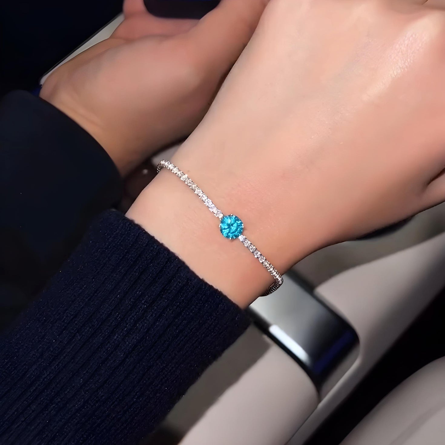 Silver Blue Brilliant Cut Bracelet